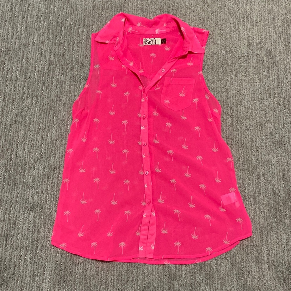 Hot pink sheer sleeveless top
